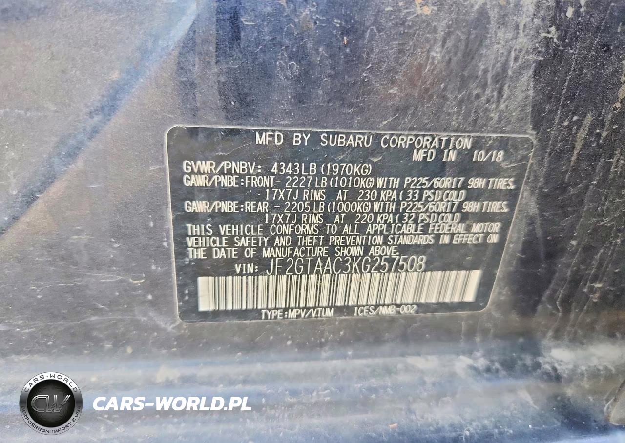2019 Subaru Crosstrek VIN:JF2GTAAC3KG257508 - 13