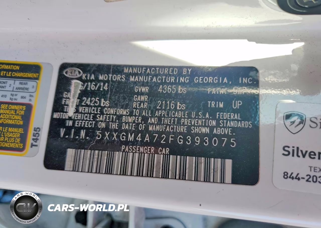 2015 Kia Optima Lx VIN:5XXGM4A72FG393075 - 13