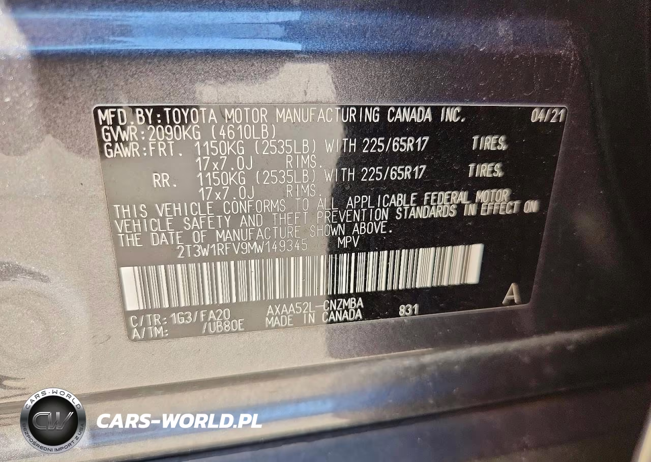 2021 Toyota Rav4 Xle VIN:2T3W1RFV9MW149345 - 13