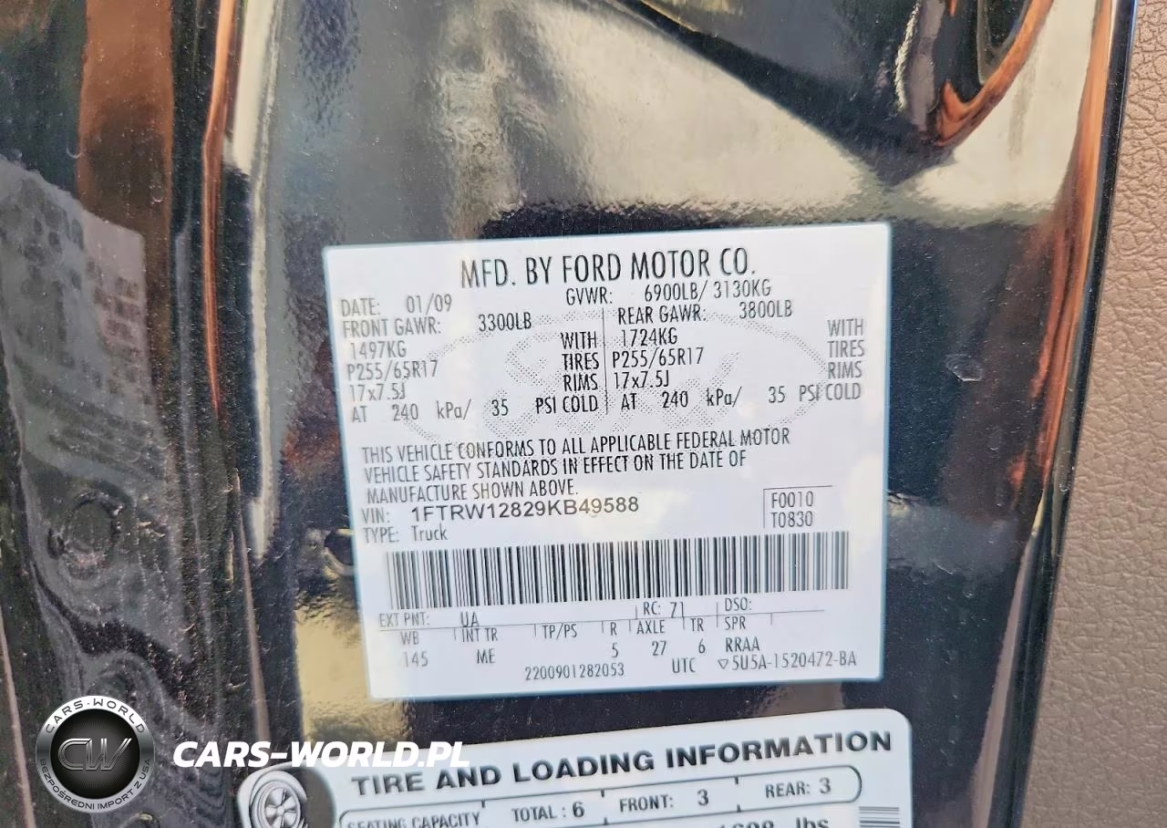 2009 Ford F150 Supercrew VIN:1FTRW12829KB49588 - 12
