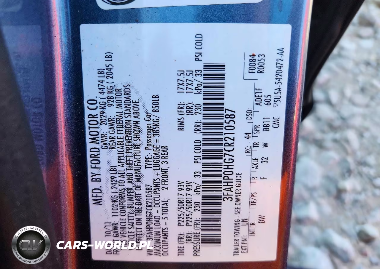 2012 Ford Fusion Se VIN:3FAHP0HG7CR210587 - 12