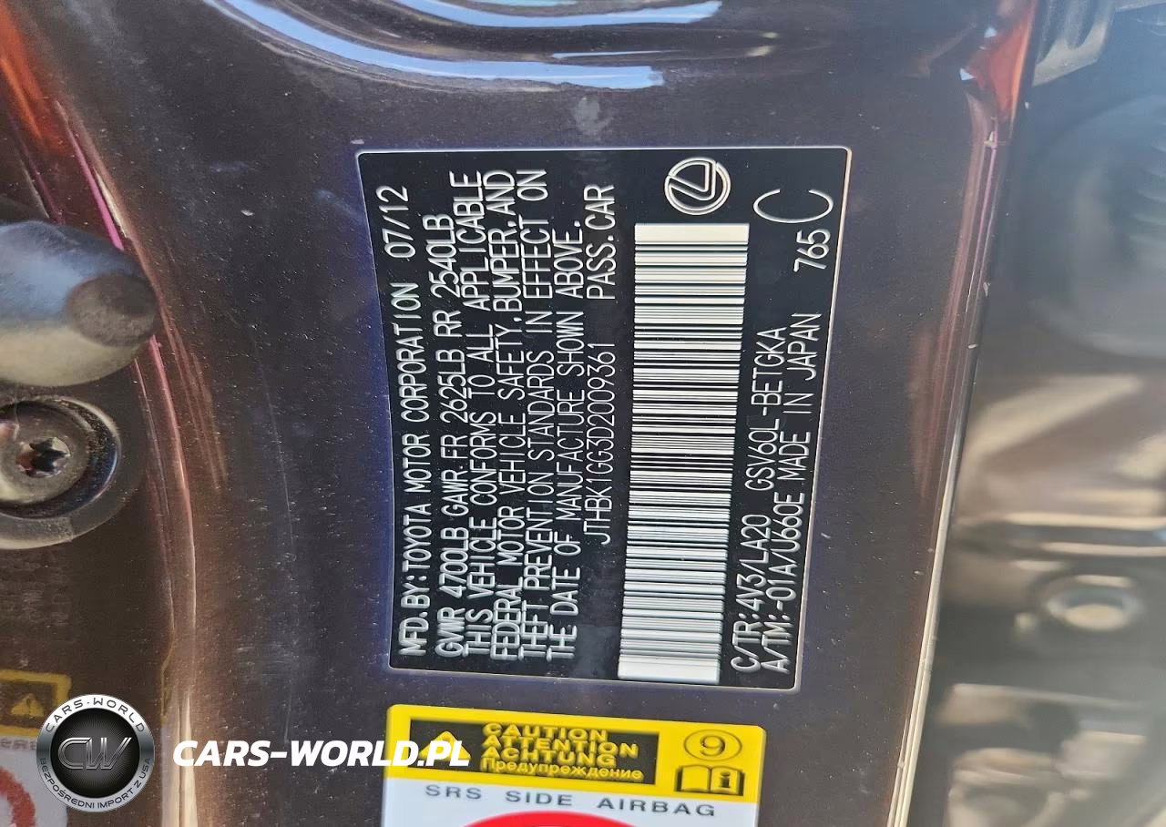 2013 Lexus Es 350 VIN:JTHBK1GG3D2009361 - 13