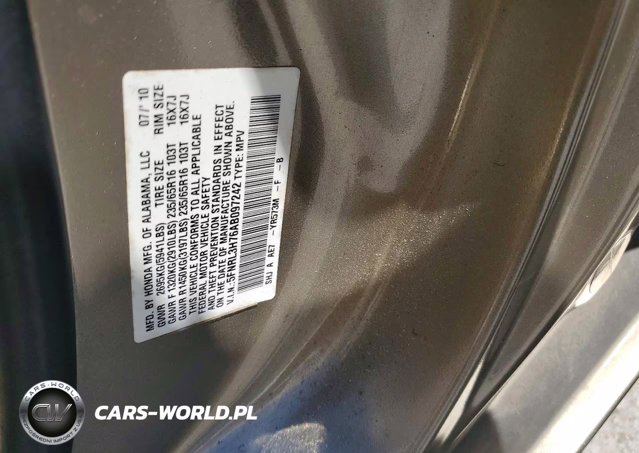 2010 Honda Odyssey Exl VIN:5FNRL3H76AB097242 - 13