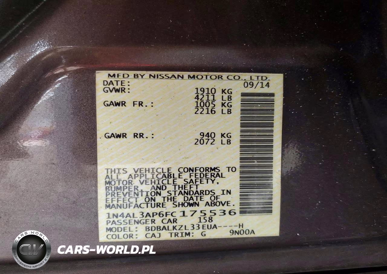 2015 Nissan Altima 2.5 Sv VIN:1N4AL3AP6FC175536 - 12