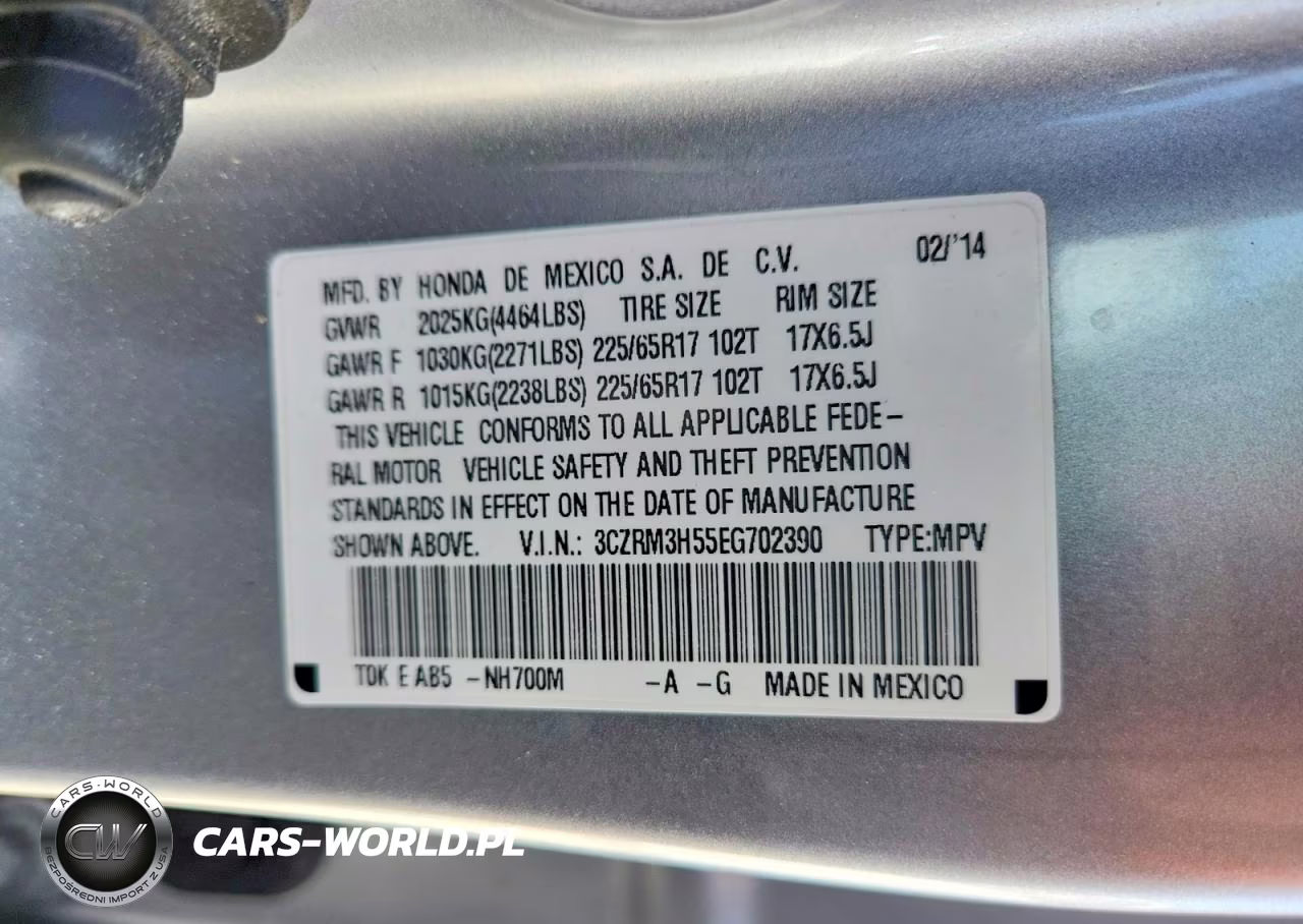 2014 Honda Cr-V Ex VIN:3CZRM3H55EG702390 - 13