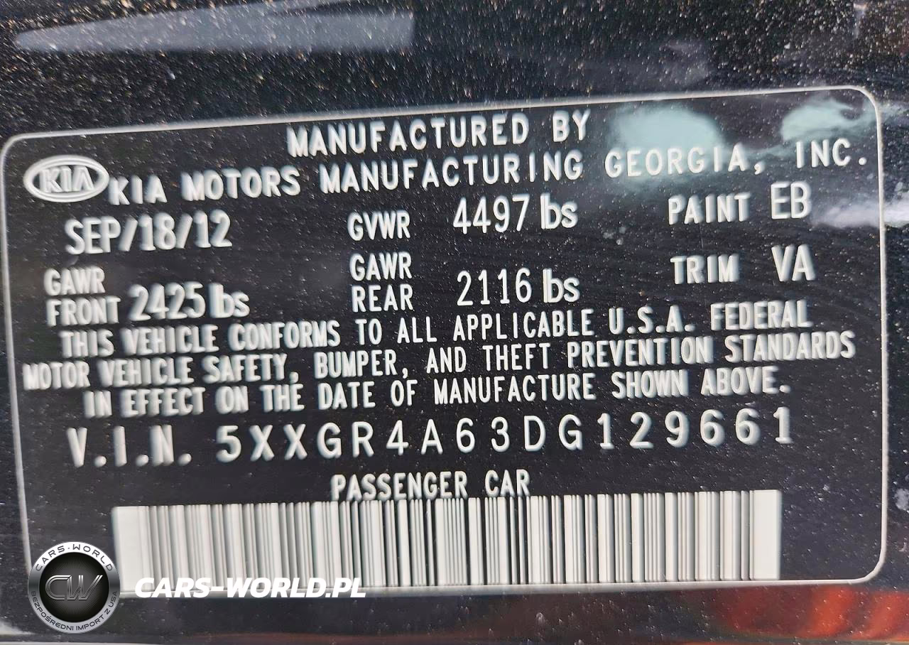 2013 Kia Optima VIN:5XXGR4A63DG129661 - 12