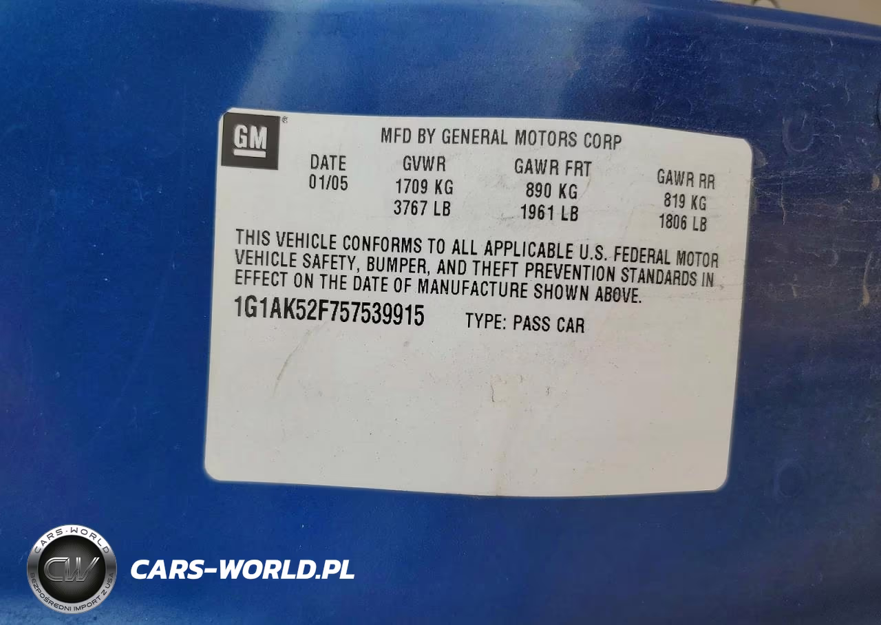 2005 Chevrolet Cobalt VIN:1G1AK52F757539915 - 12