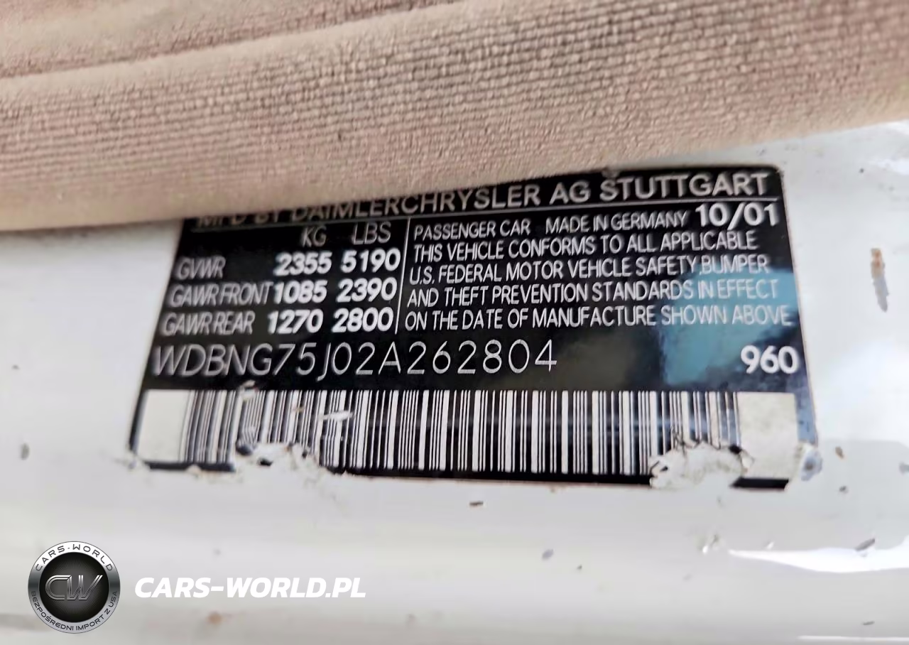 2002 Mercedes-Benz S 500 VIN:WDBNG75J02A262804 - 12