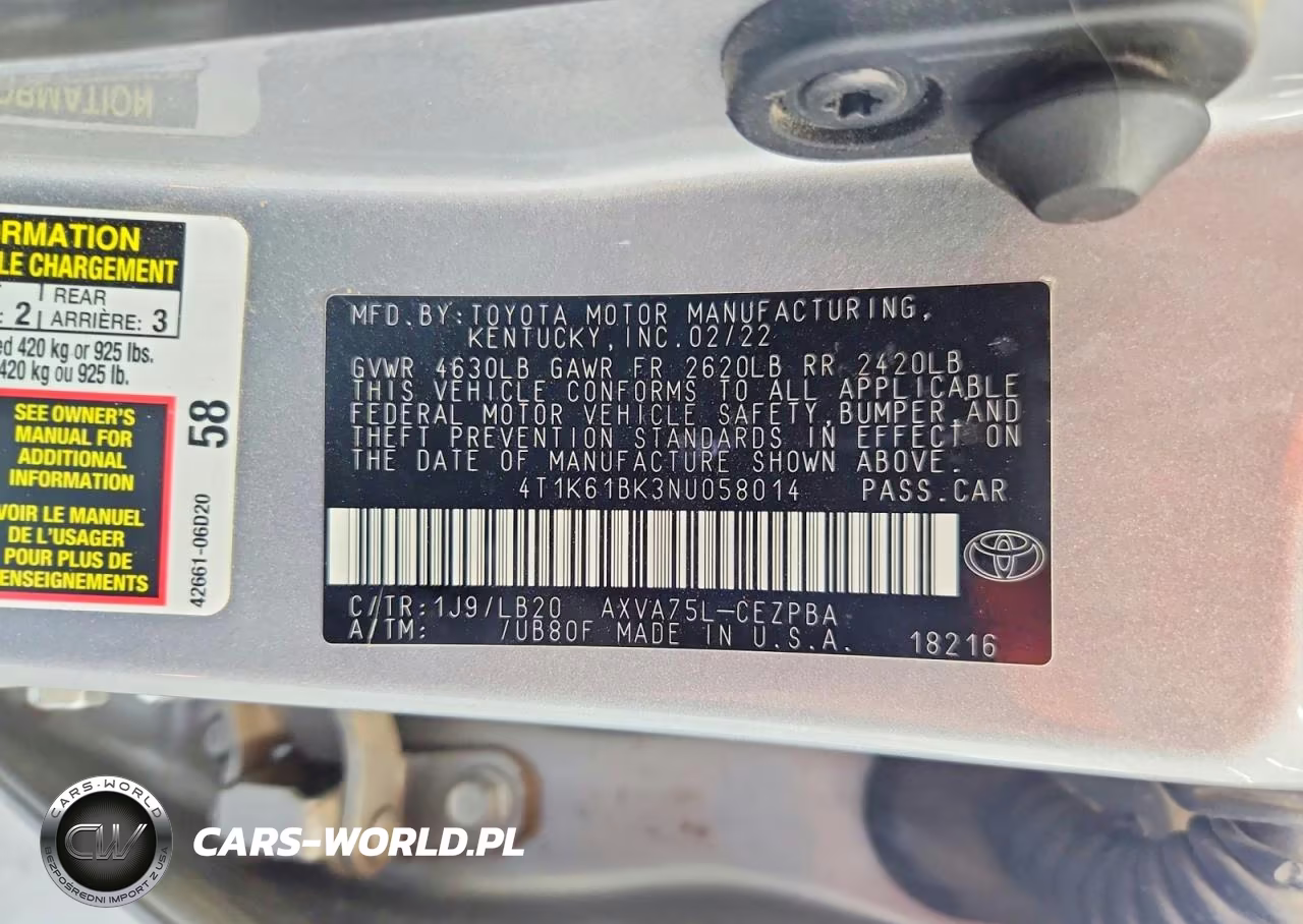 2022 Toyota Camry VIN:4T1K61BK3NU058014 - 13