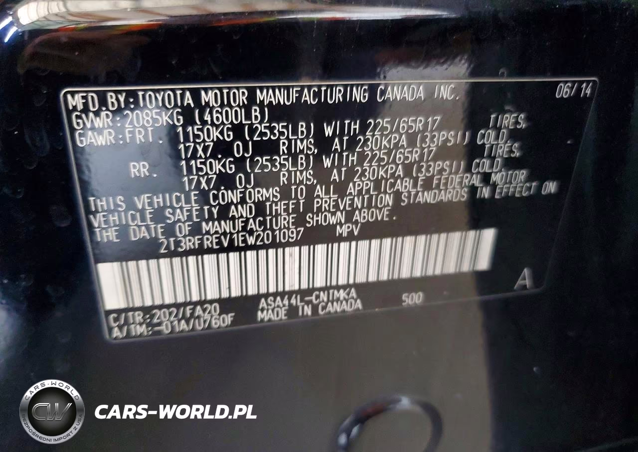 2014 Toyota Rav4 Xle VIN:2T3RFREV1EW201097 - 13