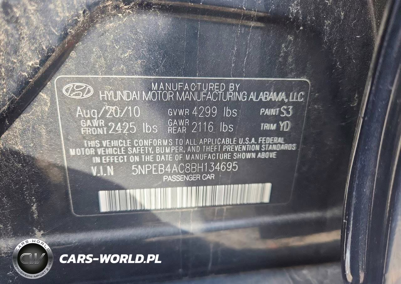 2011 Hyundai Sonata VIN:5NPEB4AC8BH134695 - 12