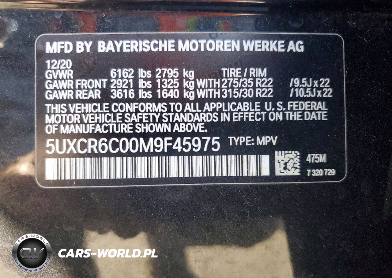 2021 BMW X5 xDrive40I VIN:5UXCR6C00M9F45975 - 14