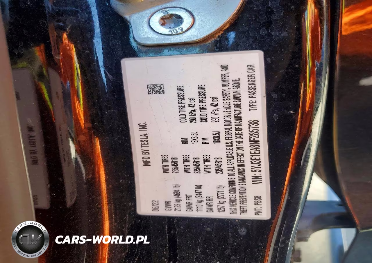 2022 Tesla Model 3 VIN:5YJ3E1EA8NF285738 - 12