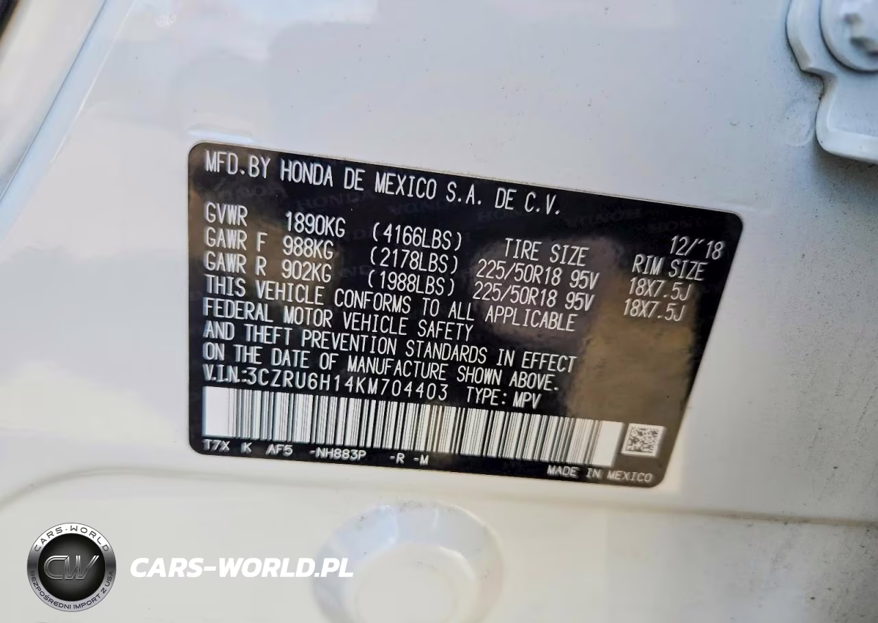 2019 Honda Hr-V Sport VIN:3CZRU6H14KM704403 - 13