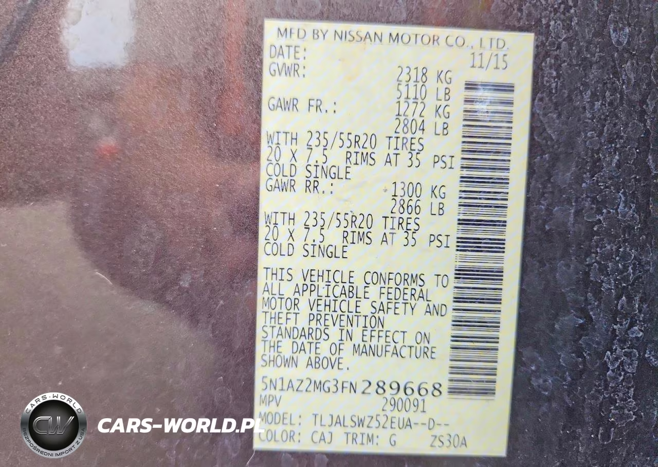 2015 Nissan Murano Platinum VIN:5N1AZ2MG3FN289668 - 13