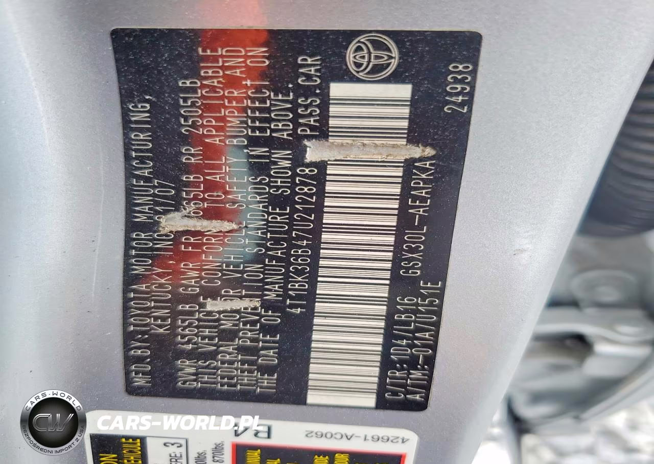 2007 Toyota Avalon Limited VIN:4T1BK36B47U212878 - 13