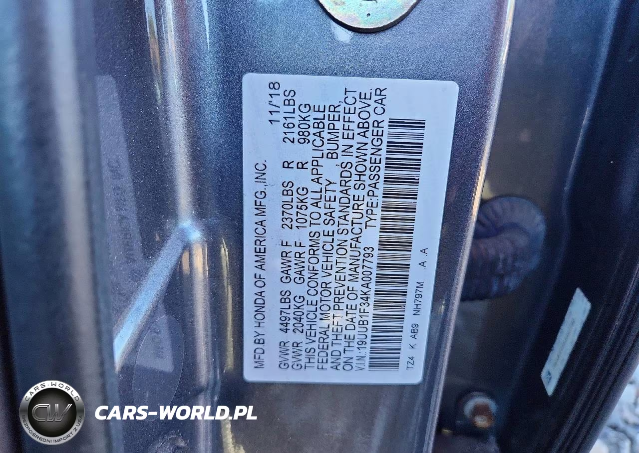 2019 Acura Tlx VIN:19UUB1F34KA007793 - 12