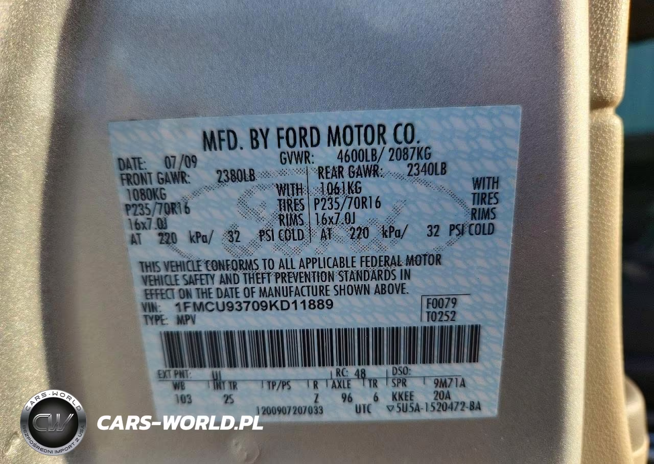 2009 Ford Escape Xlt VIN:1FMCU93709KD11889 - 14