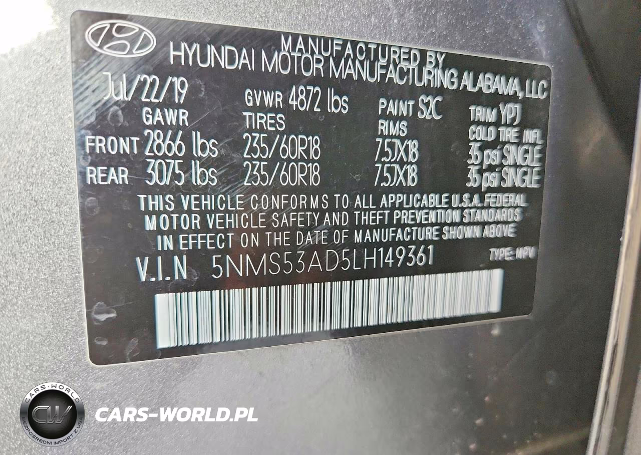 2020 Hyundai Santa Fe Limited VIN:5NMS53AD5LH149361 - 14