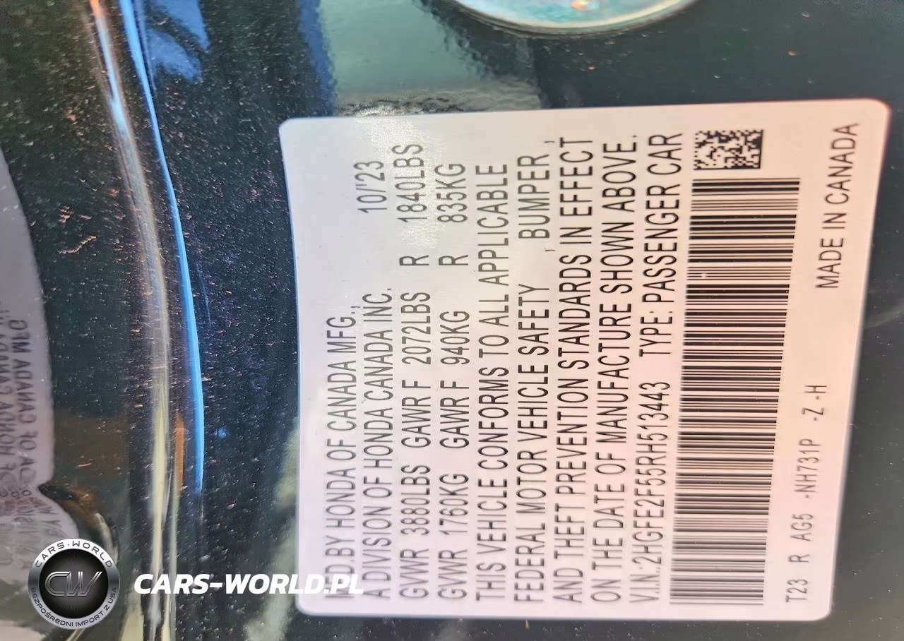 2024 Honda Civic Sport VIN:2HGFE2F55RH513443 - 12