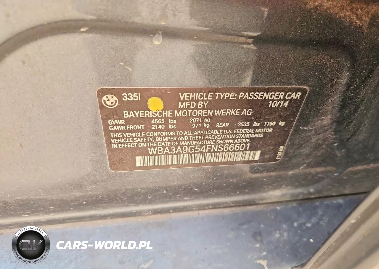 2015 BMW 335 I VIN:WBA3A9G54FNS66601 - 12