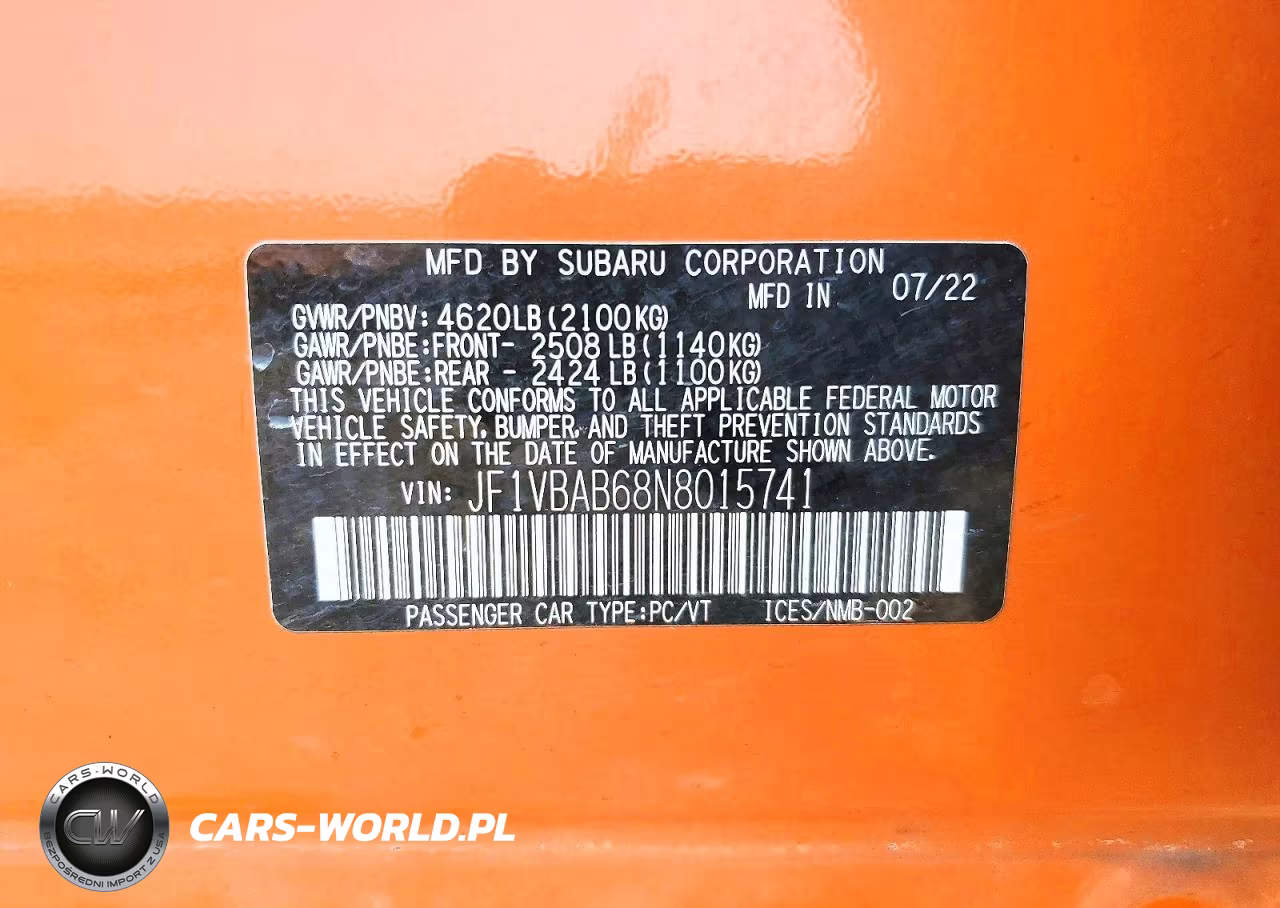 2022 Subaru Wrx VIN:JF1VBAB68N8015741 - 13