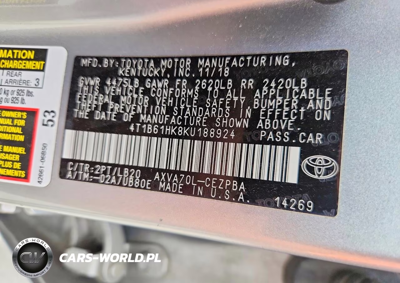 2019 Toyota Camry Xse VIN:4T1B61HK8KU188924 - 12
