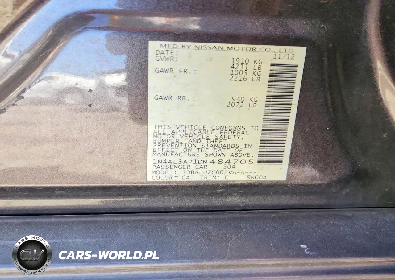 2013 Nissan Altima 2.5 VIN:1N4AL3AP1DN484705 - 13