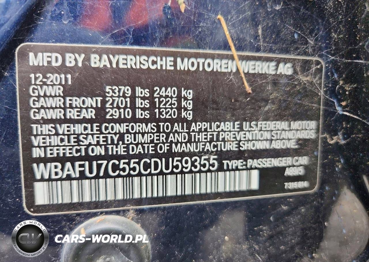 2012 BMW 535 Xi VIN:WBAFU7C55CDU59355 - 12