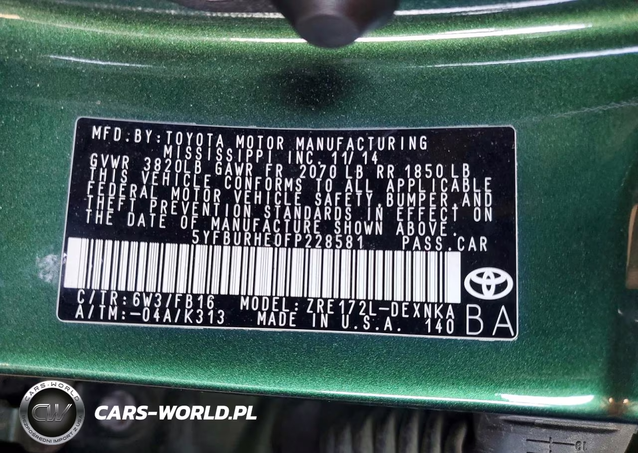 2015 Toyota Corolla Le VIN:5YFBURHE0FP228581 - 12
