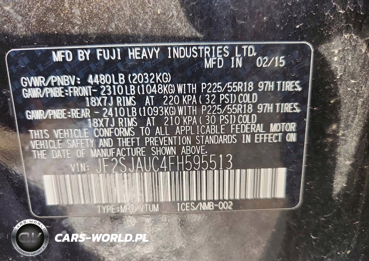 2015 Subaru Forester 2.5I Touring VIN:JF2SJAUC4FH595513 - 13