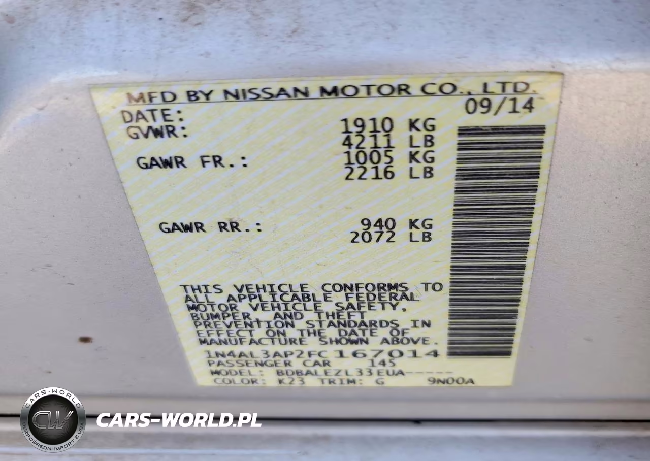 2015 Nissan Altima 2.5 S VIN:1N4AL3AP2FC167014 - 12