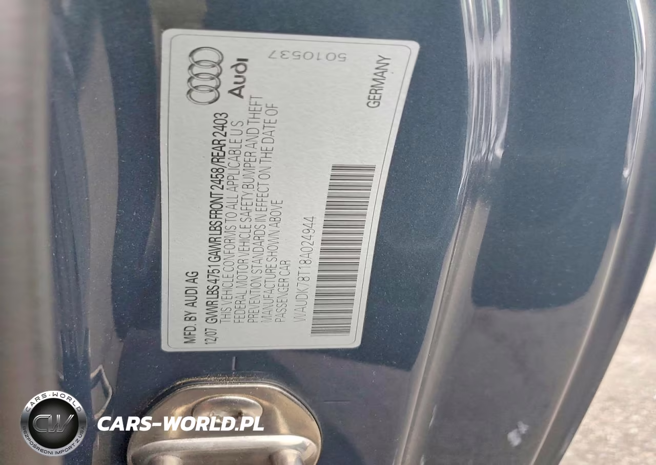 2008 Audi A5 Quattro VIN:WAUDK78T18A024944 - 12