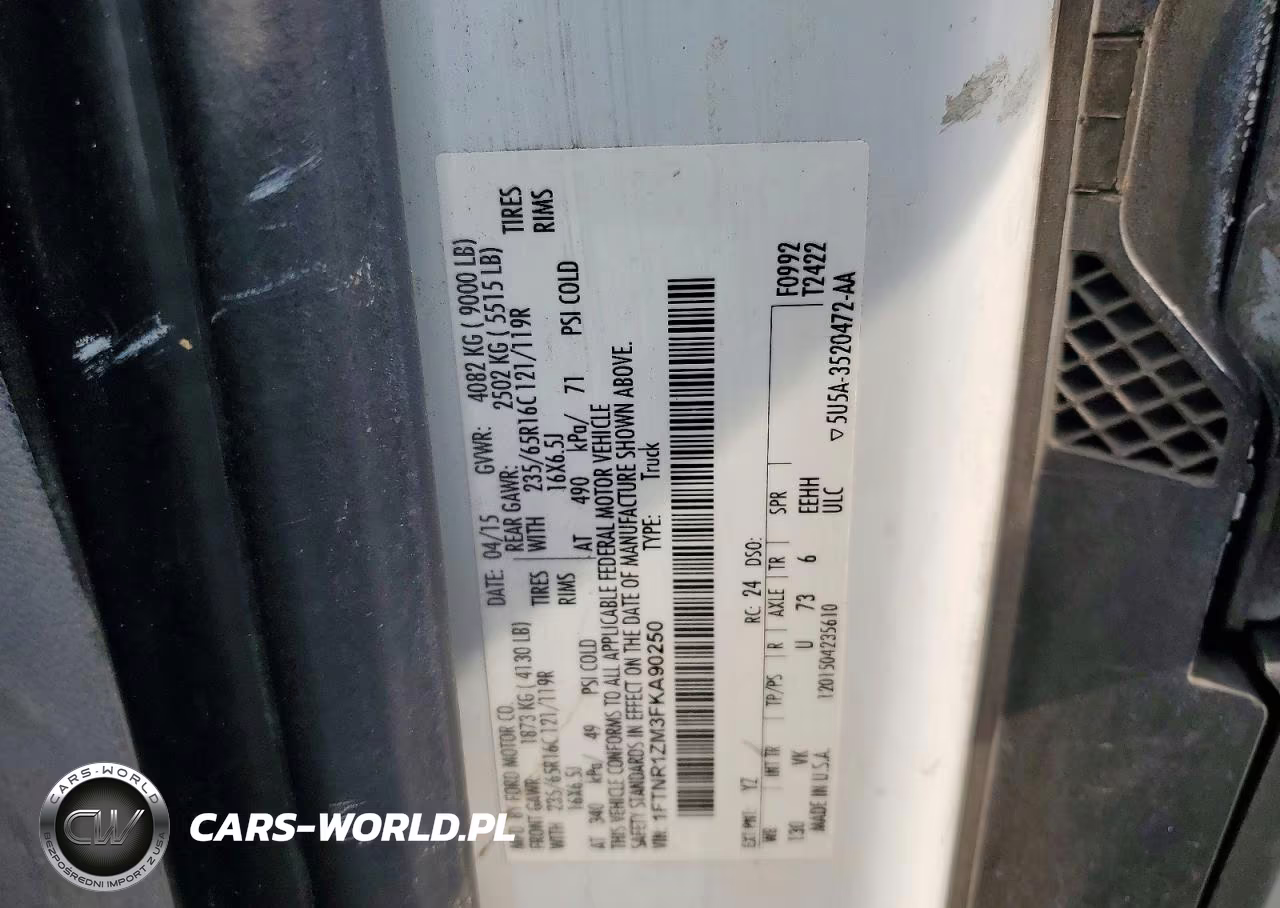 2015 Ford Transit T-250 VIN:1FTNR1ZM3FKA90250 - 13