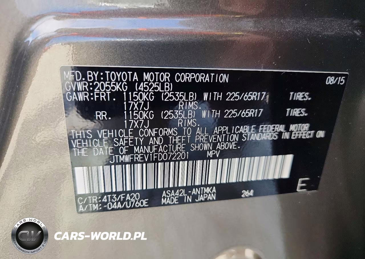 2015 Toyota Rav4 Xle VIN:JTMWFREV1FD072201 - 14