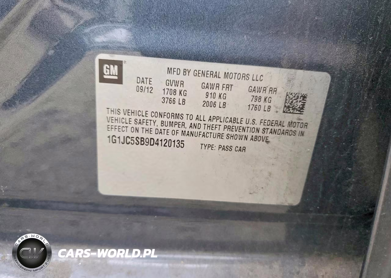 2013 Chevrolet Sonic Lt VIN:1G1JC5SB9D4120135 - 12