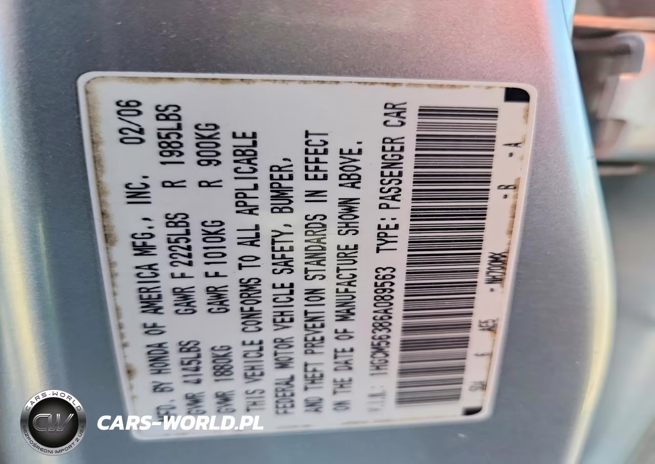 2006 Honda Accord Se VIN:1HGCM56386A089563 - 12