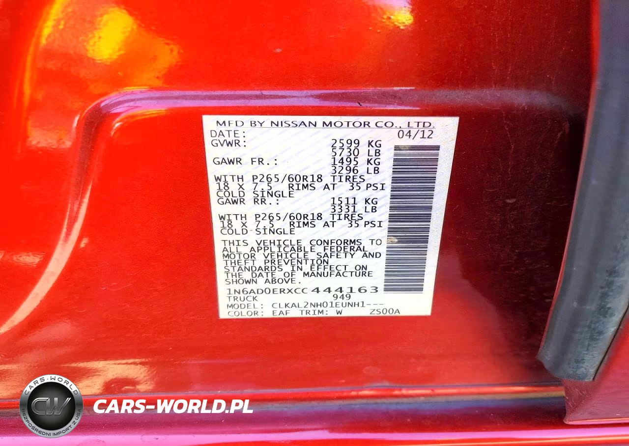 2012 Nissan Frontier S VIN:1N6AD0ERXCC444163 - 12