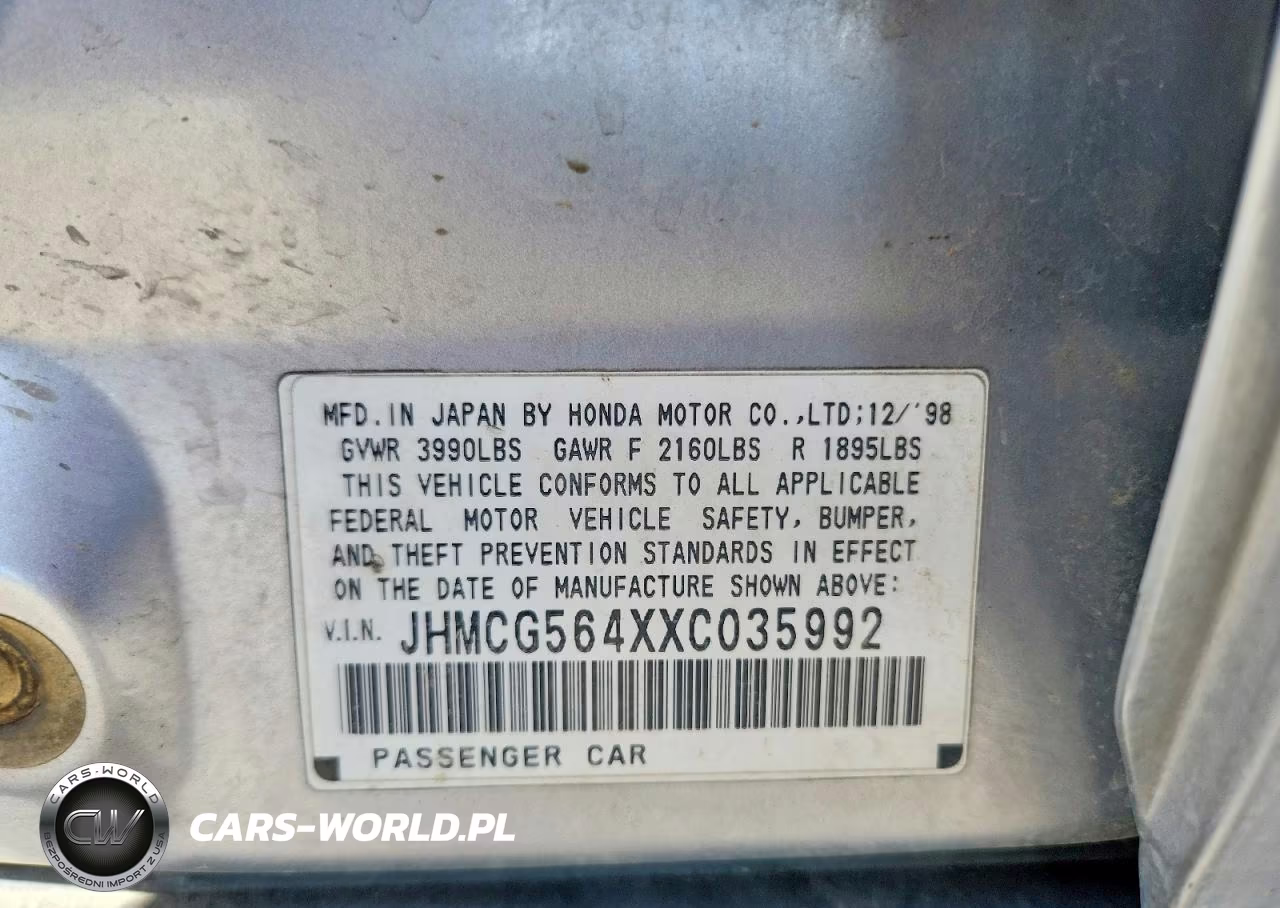 1999 Honda Accord Lx VIN:JHMCG564XXC035992 - 12