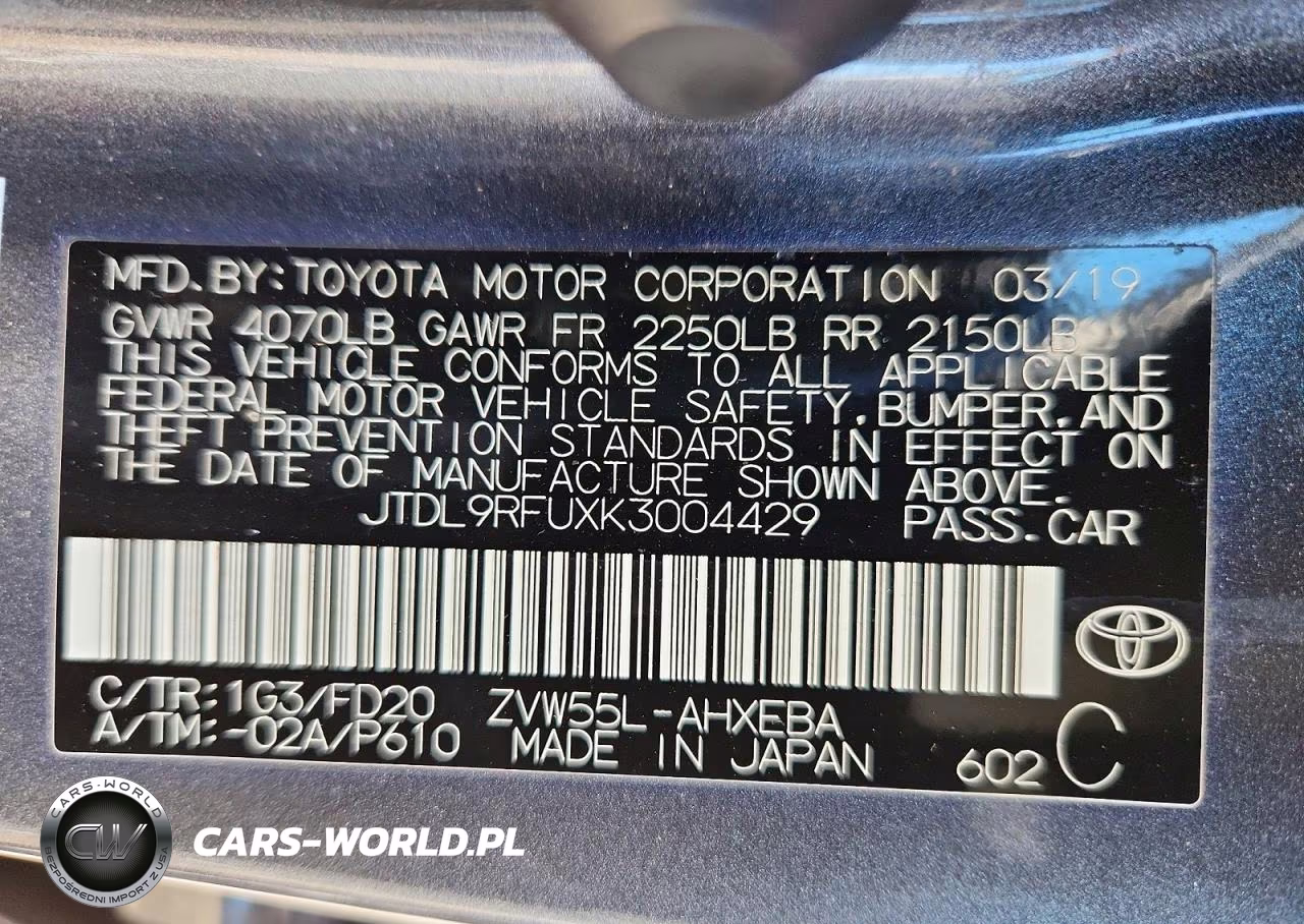 2019 Toyota Prius Le Awd-E VIN:JTDL9RFUXK3004429 - 12