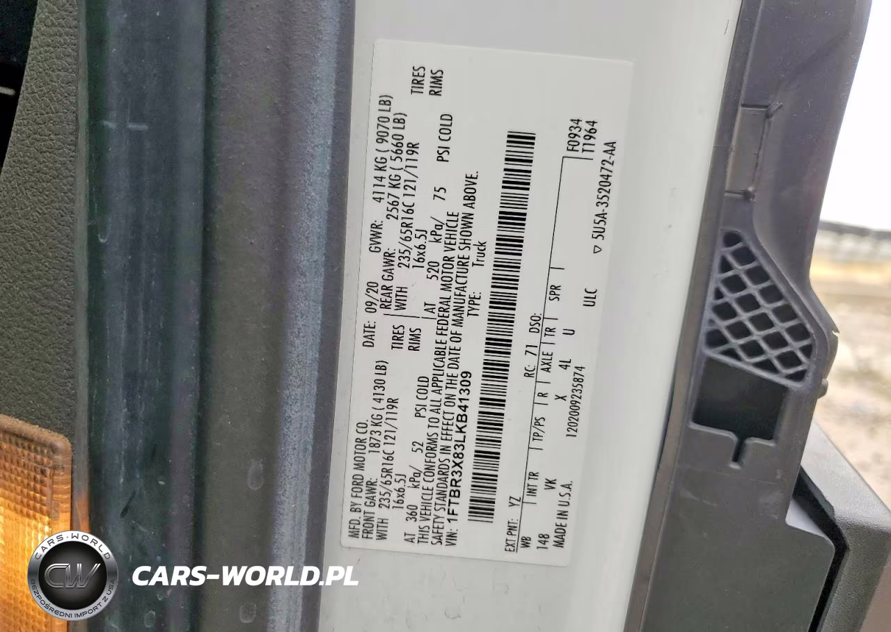2020 Ford Transit T-250 Delivery Van VIN:1FTBR3X83LKB41309 - 13