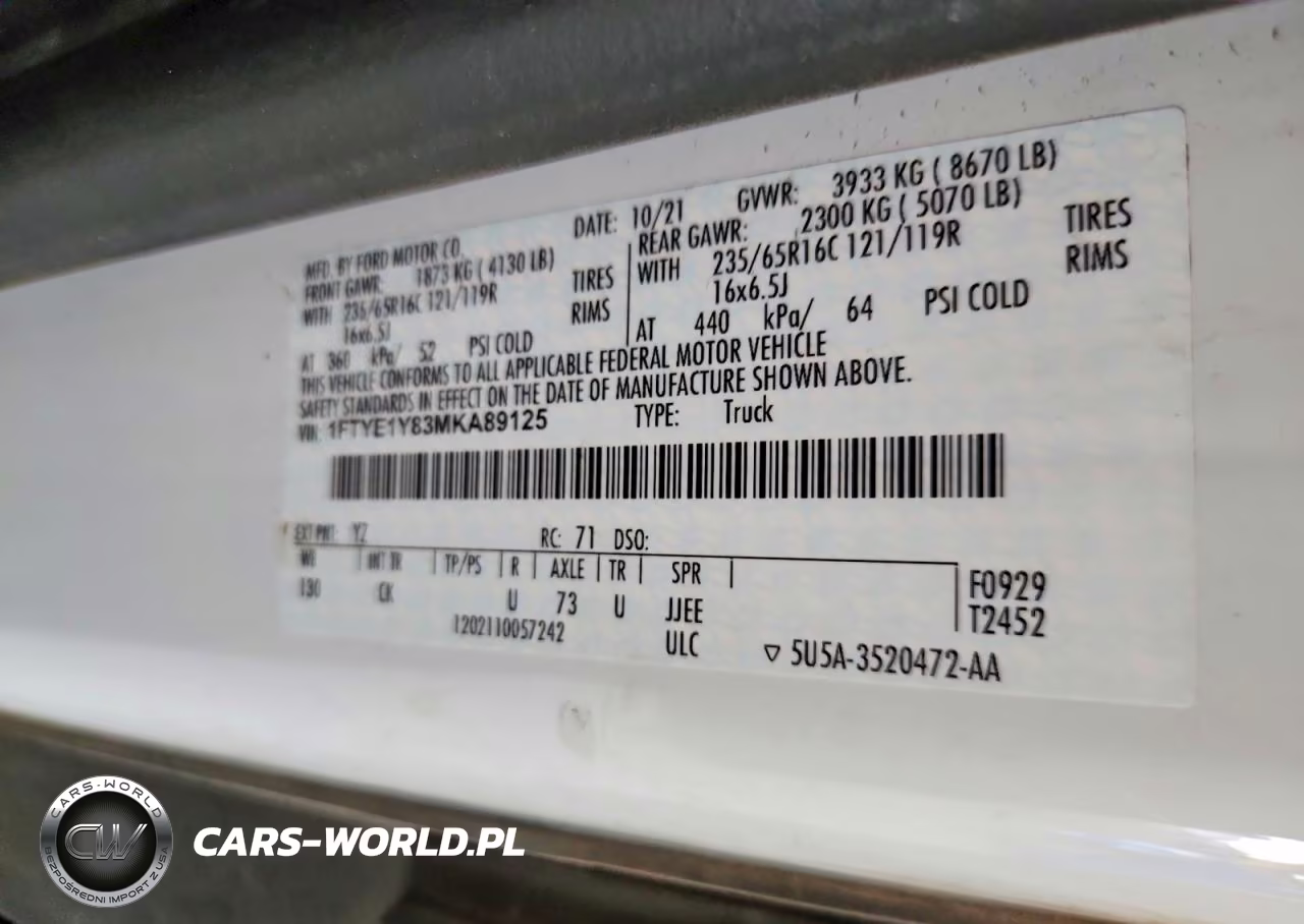 2021 Ford Transit T-150 VIN:1FTYE1Y83MKA89125 - 13
