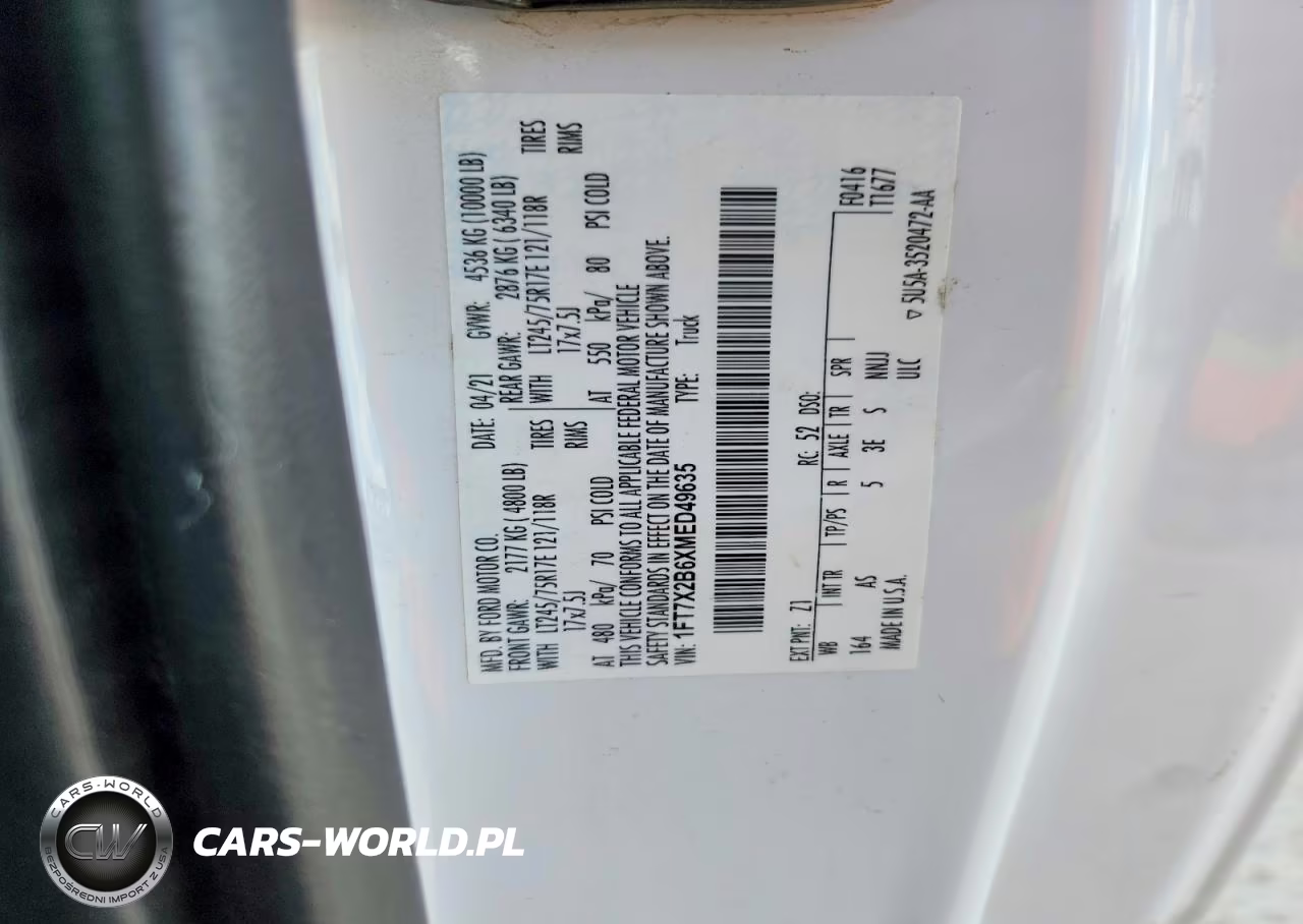 2021 Ford F250 Super Duty VIN:1FT7X2B6XMED49635 - 12