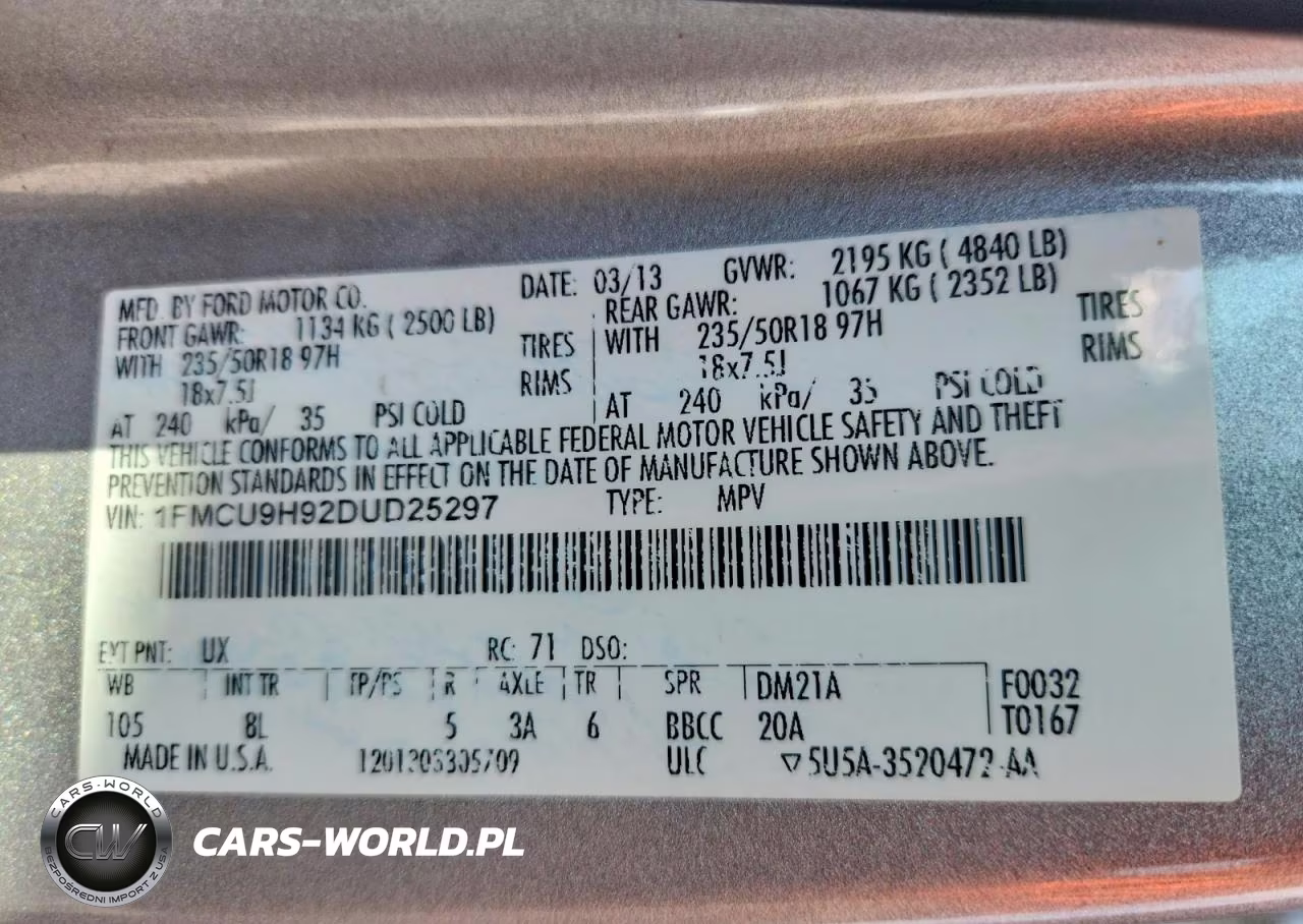 2013 Ford Escape Sel VIN:1FMCU9H92DUD25297 - 12