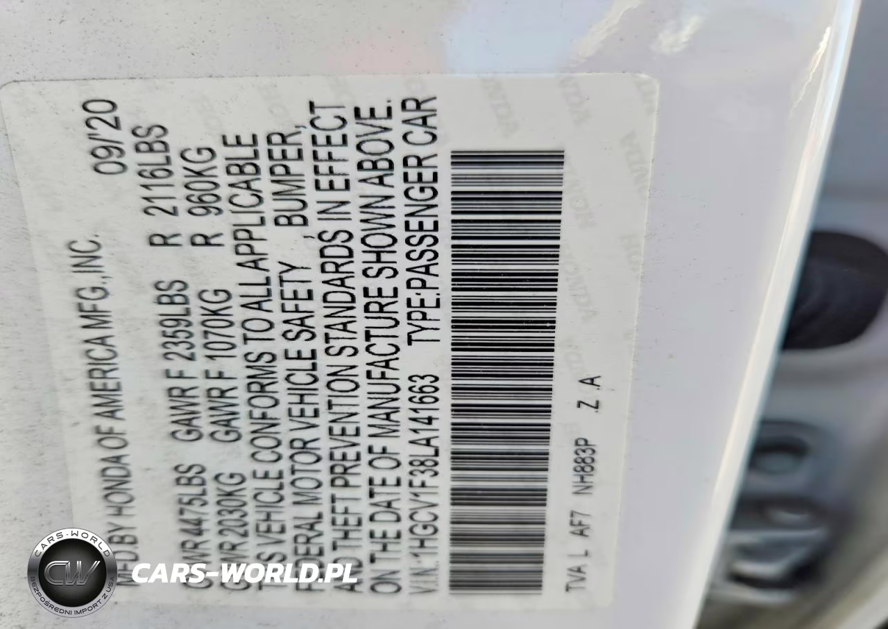2020 Honda Accord Sport VIN:1HGCV1F38LA141663 - 12