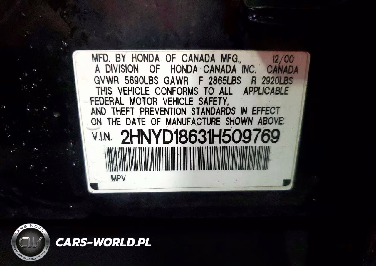 2001 Acura Mdx Touring VIN:2HNYD18631H509769 - 12