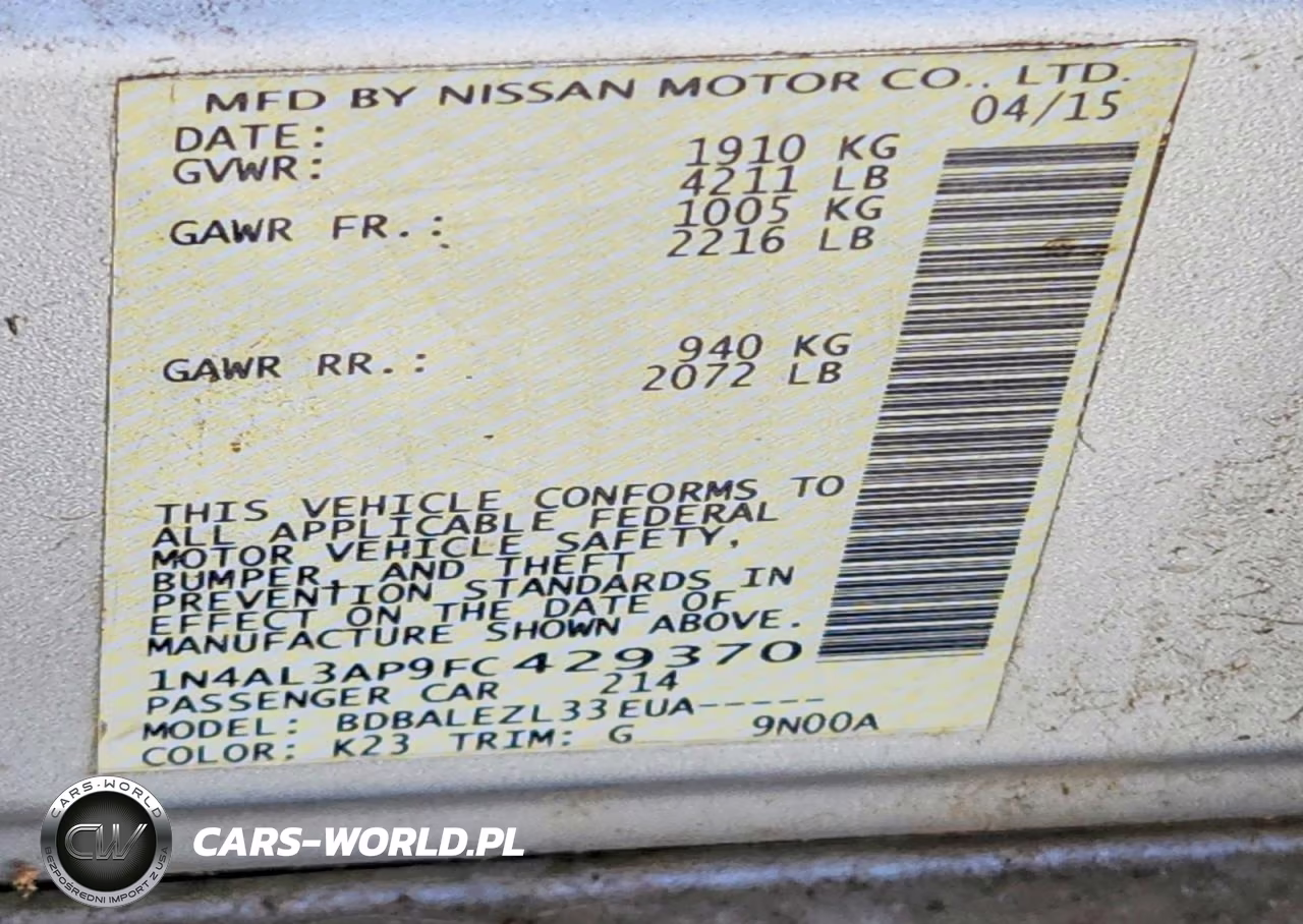 2015 Nissan Altima 2.5 S VIN:1N4AL3AP9FC429370 - 12