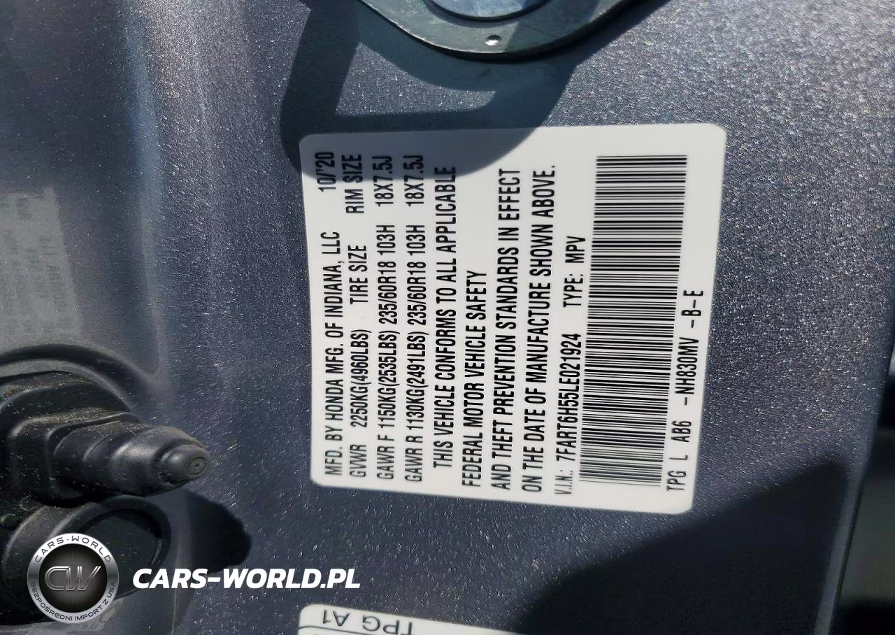2020 Honda Cr-V Ex VIN:7FART6H55LE021924 - 13