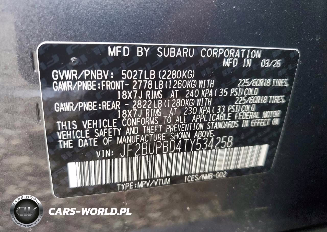 2026 Subaru Outback Premium VIN:JF2BUPBD4TY534258 - 14