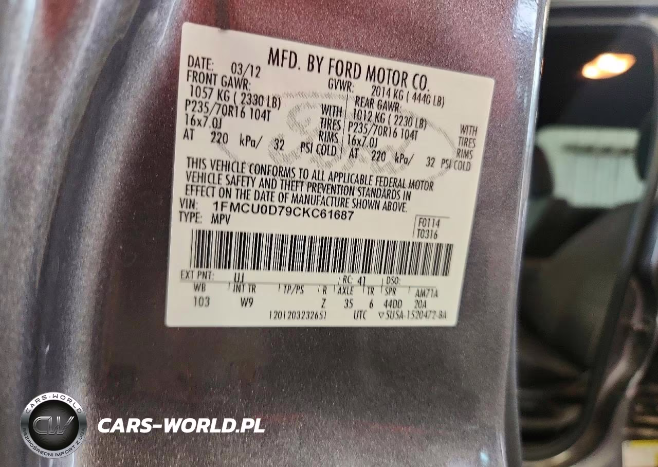 2012 Ford Escape Xlt VIN:1FMCU0D79CKC61687 - 13